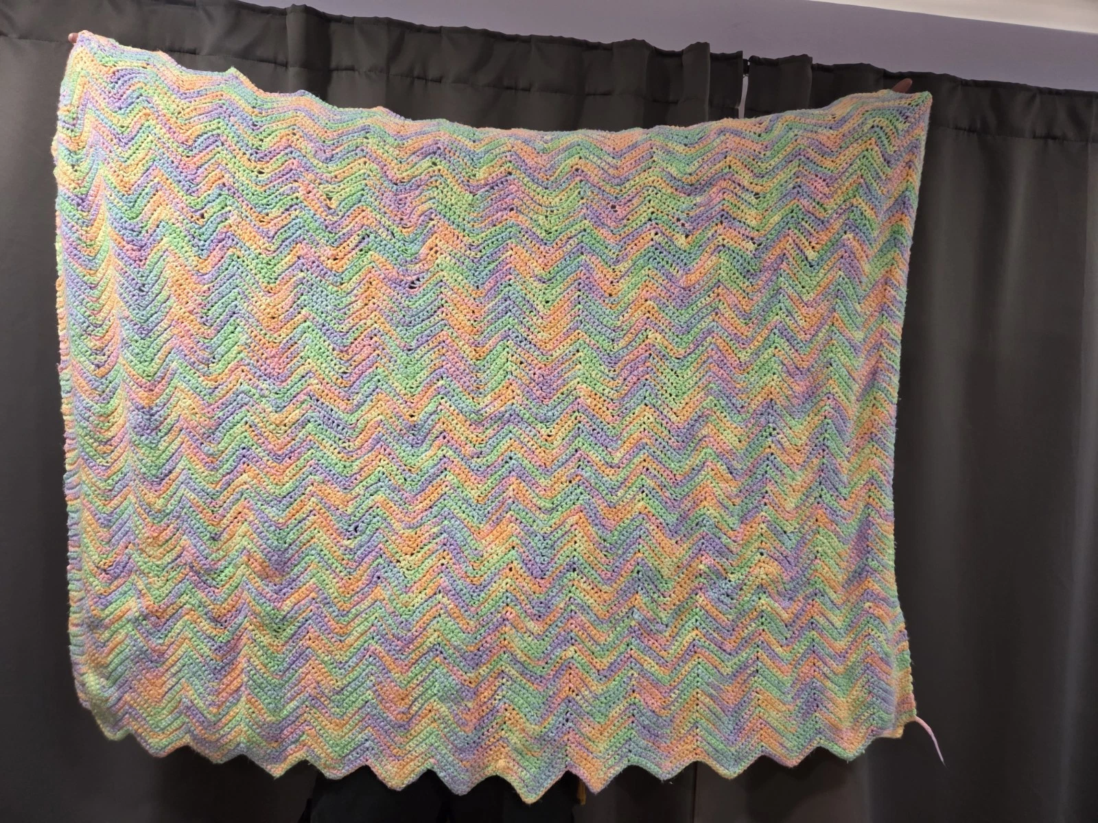 54x44 Inch Handmade Rainbow Crochet Baby/Kids Blanket ZigZag