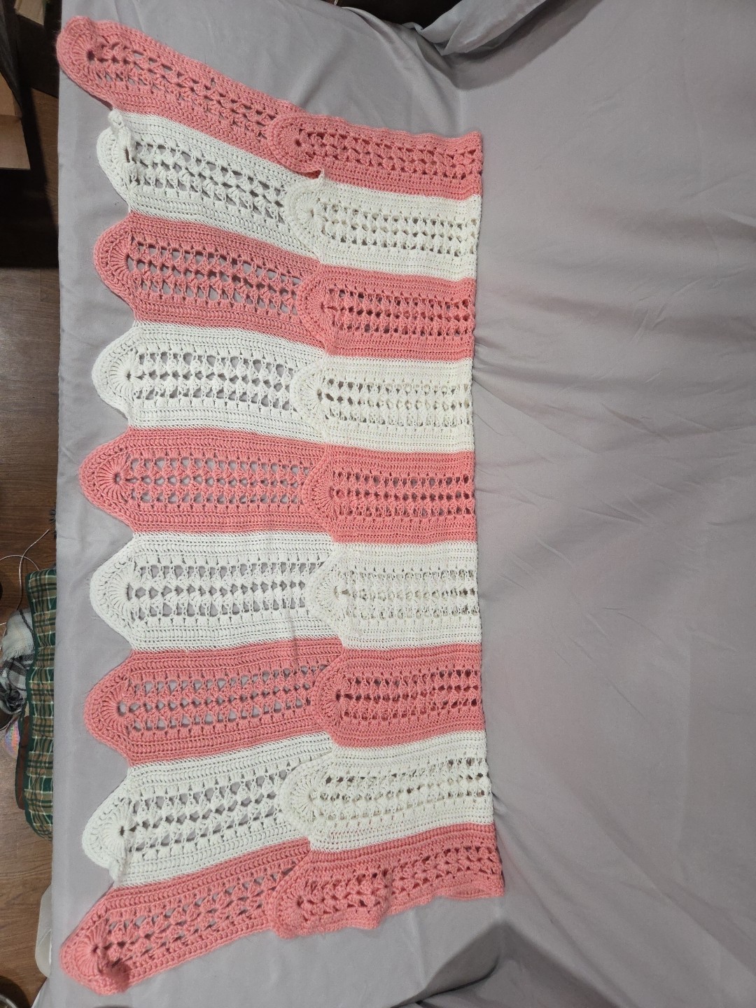 48x57 Inch Pink & White Crochet Baby Blanket