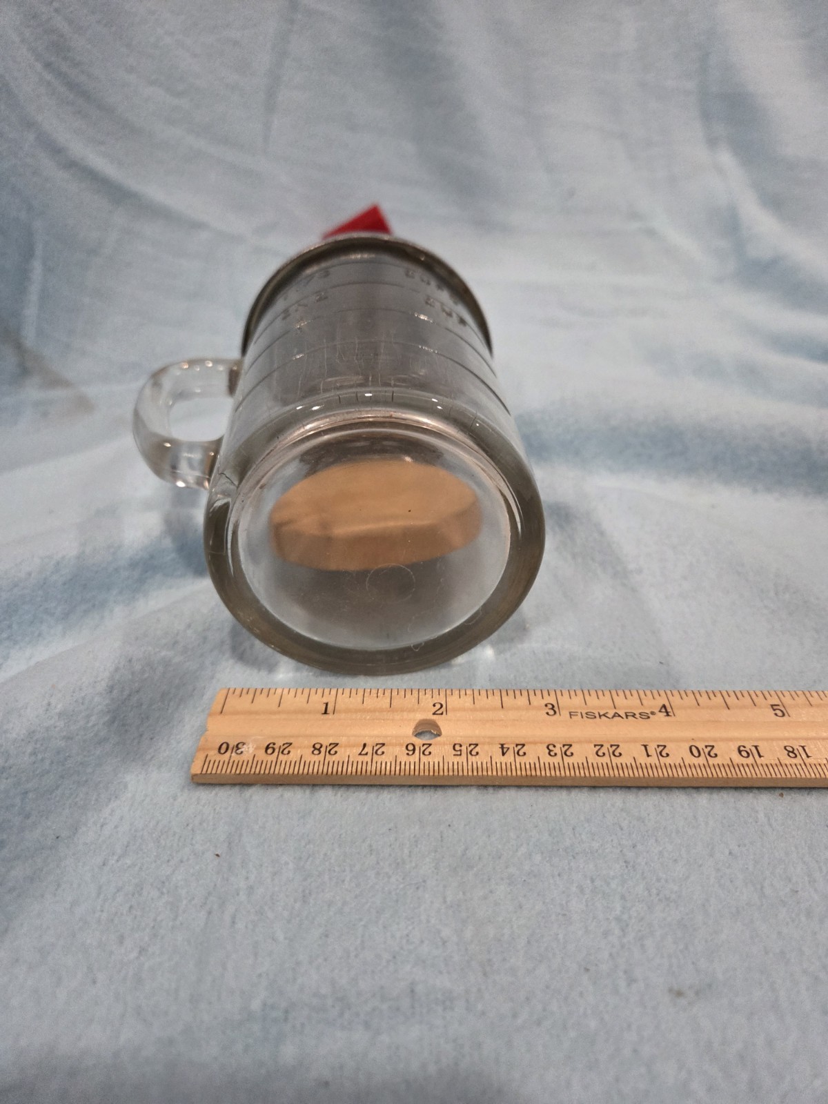 Vintage Pamco Nut Chopper Red Wood Handle Glass Cup Mid Century - photo 3