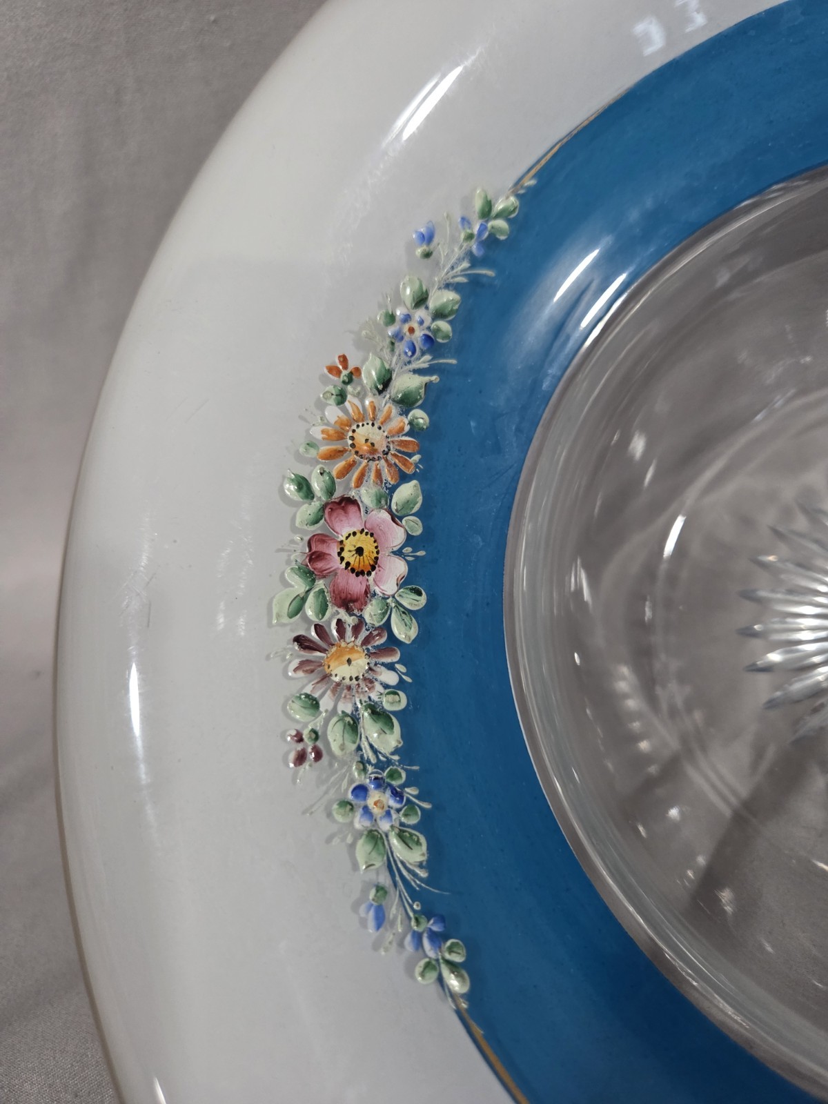 Glass Two Toned With Floral Designs Bowl Heinrich - photo 2