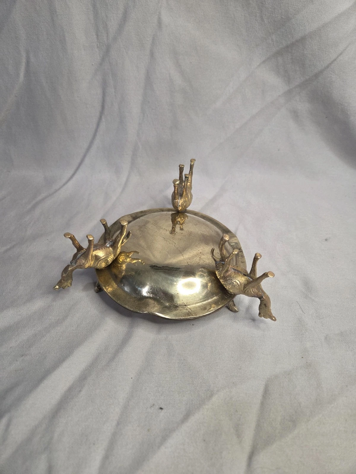 VTG Camel & Bird Ornate Etched Brass Ashtray - Middle East Rare - photo 4