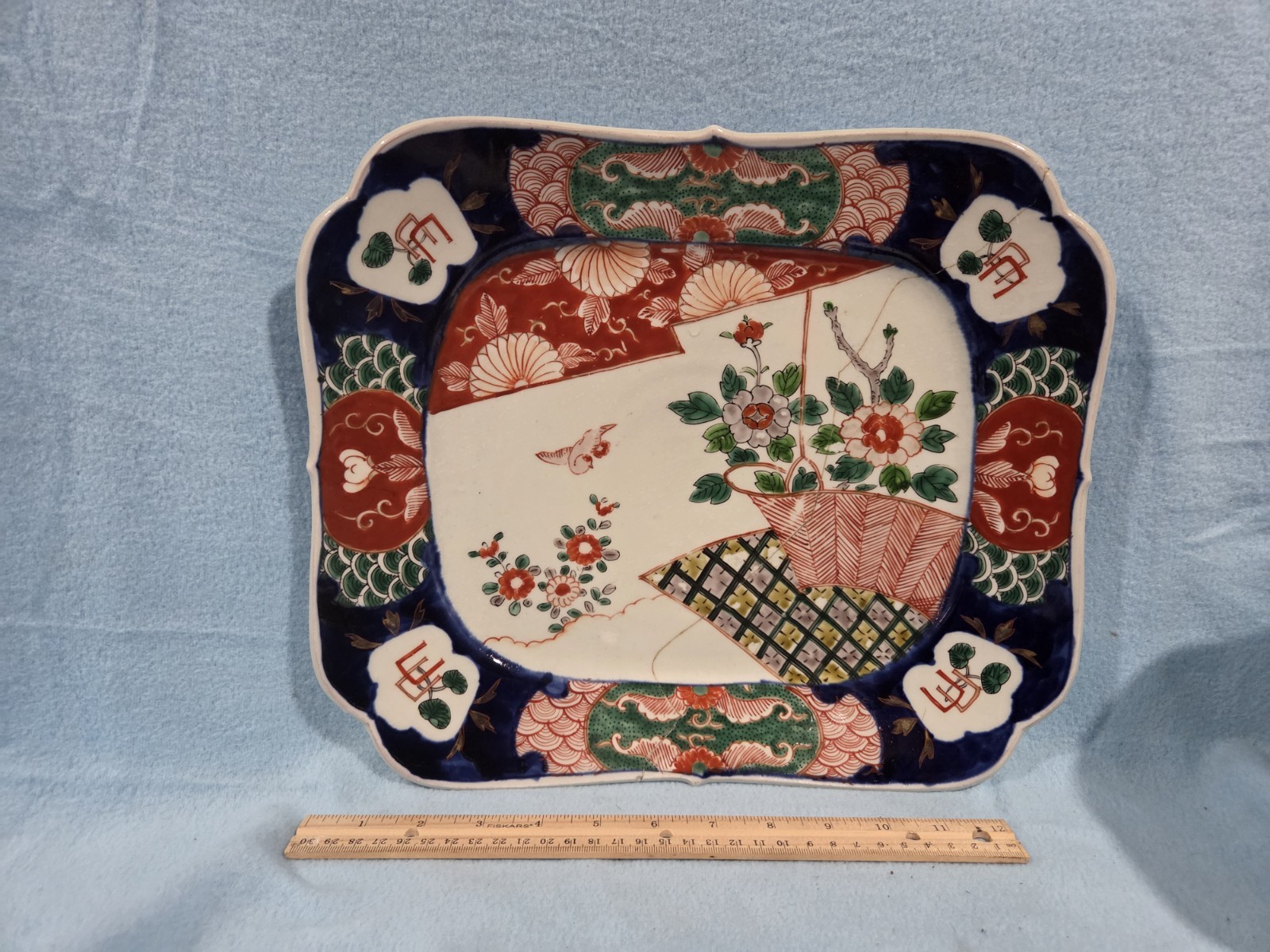 Repaired Imari Japanese Platter Porcelain