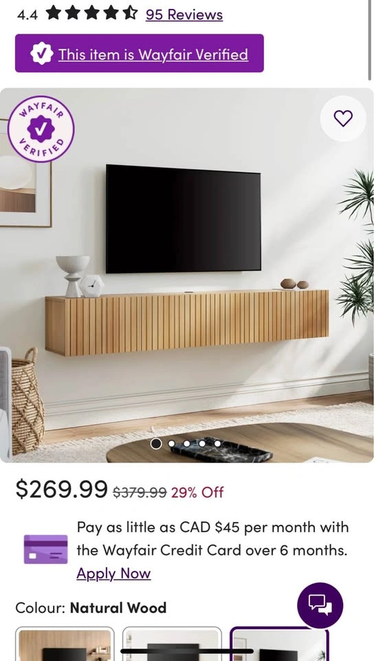 Wayfair Fluted Floating TV Stand - photo 2
