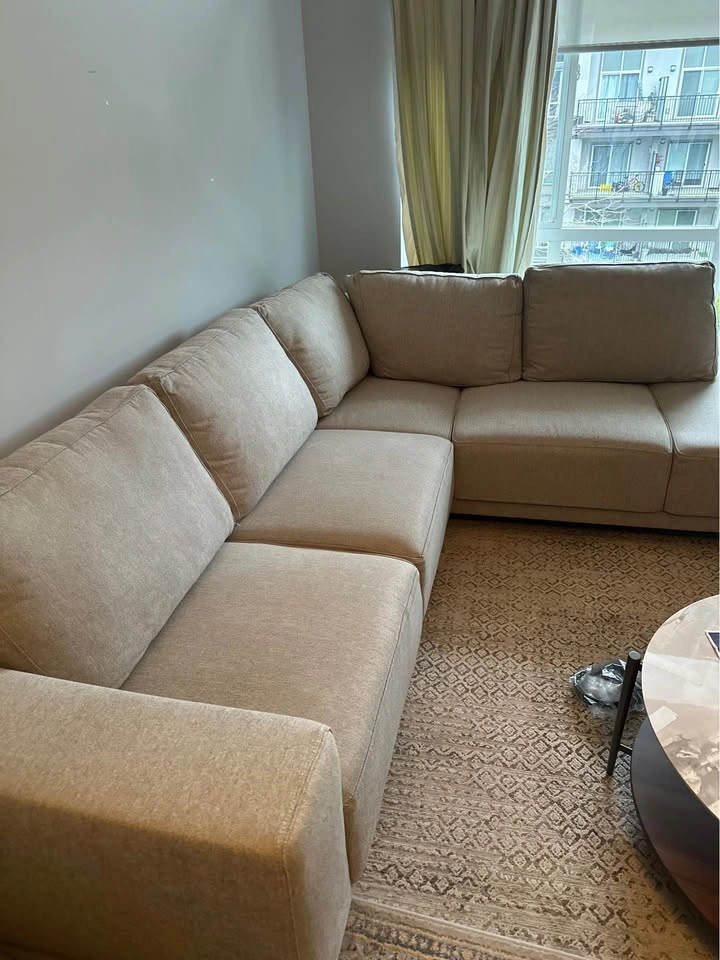 Warm grey barely used sectional couch - photo 3