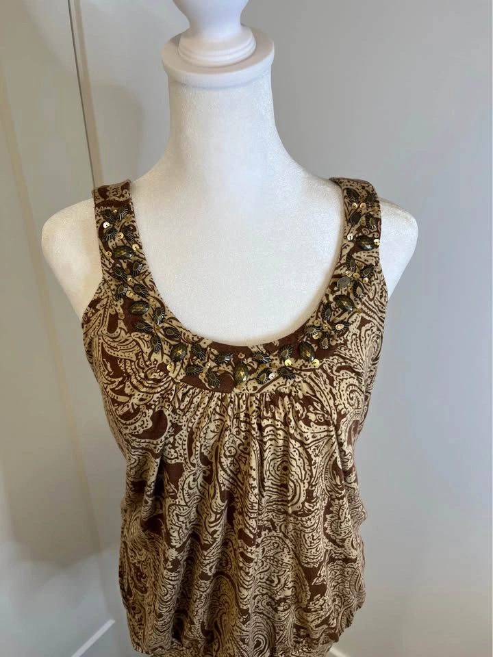 RICKI’S Brown/Tan Paisley Scoop Neck Tank Top - photo 2