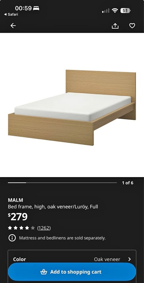 Double Malm Bed Frame & Mattress