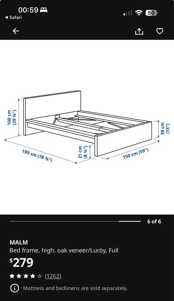 Double Malm Bed Frame & Mattress - photo 2