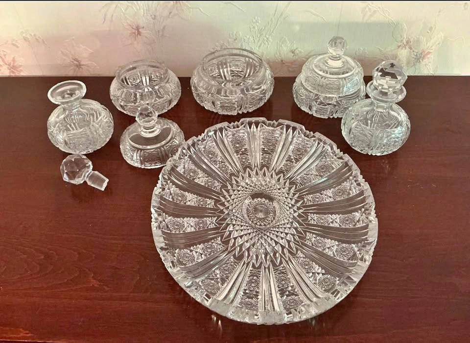 Crystal Perfume Bottle & Wine Decanter Set