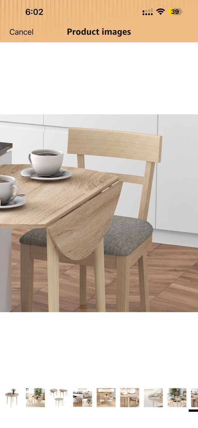 Folding Dining Table, Round Drop Leaf Table - photo 2