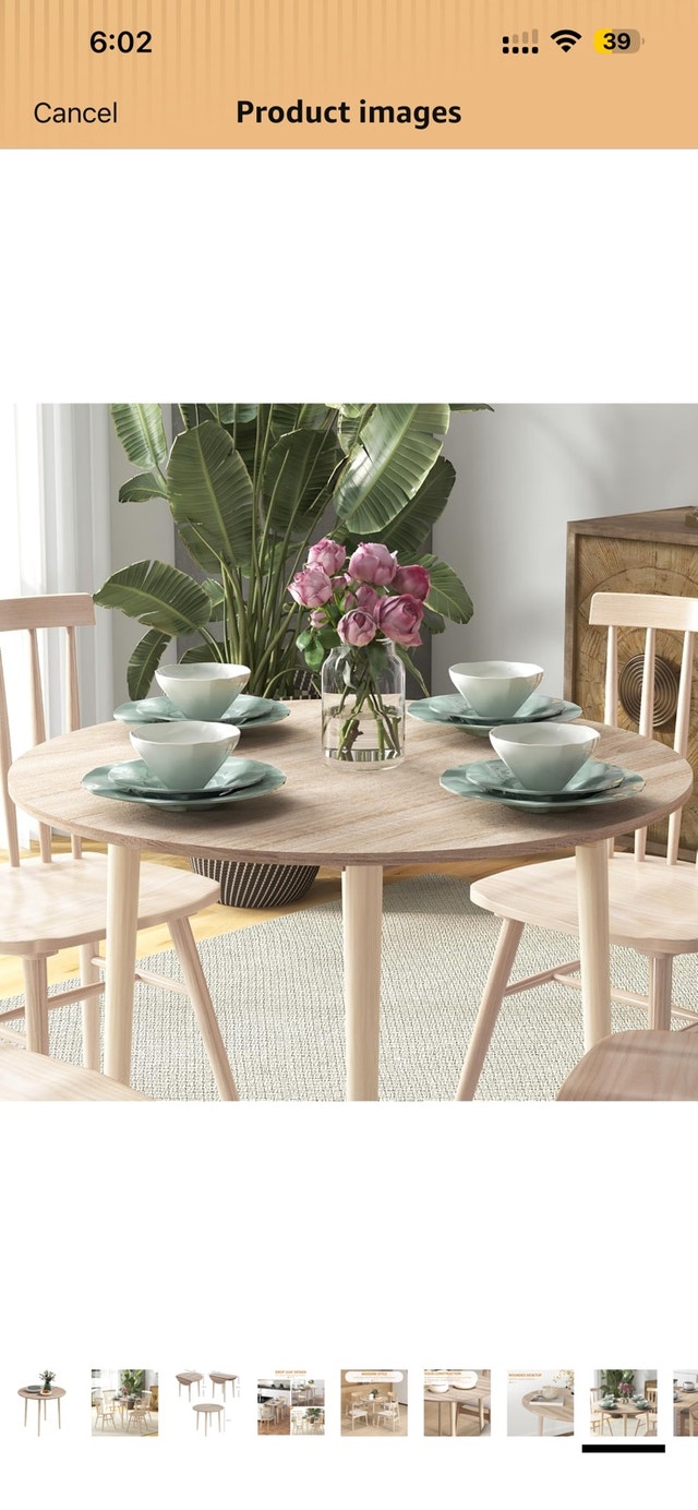 Folding Dining Table, Round Drop Leaf Table - photo 3