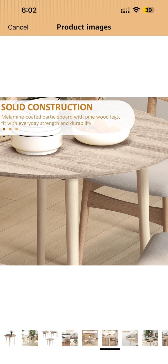 Folding Dining Table, Round Drop Leaf Table - photo 5