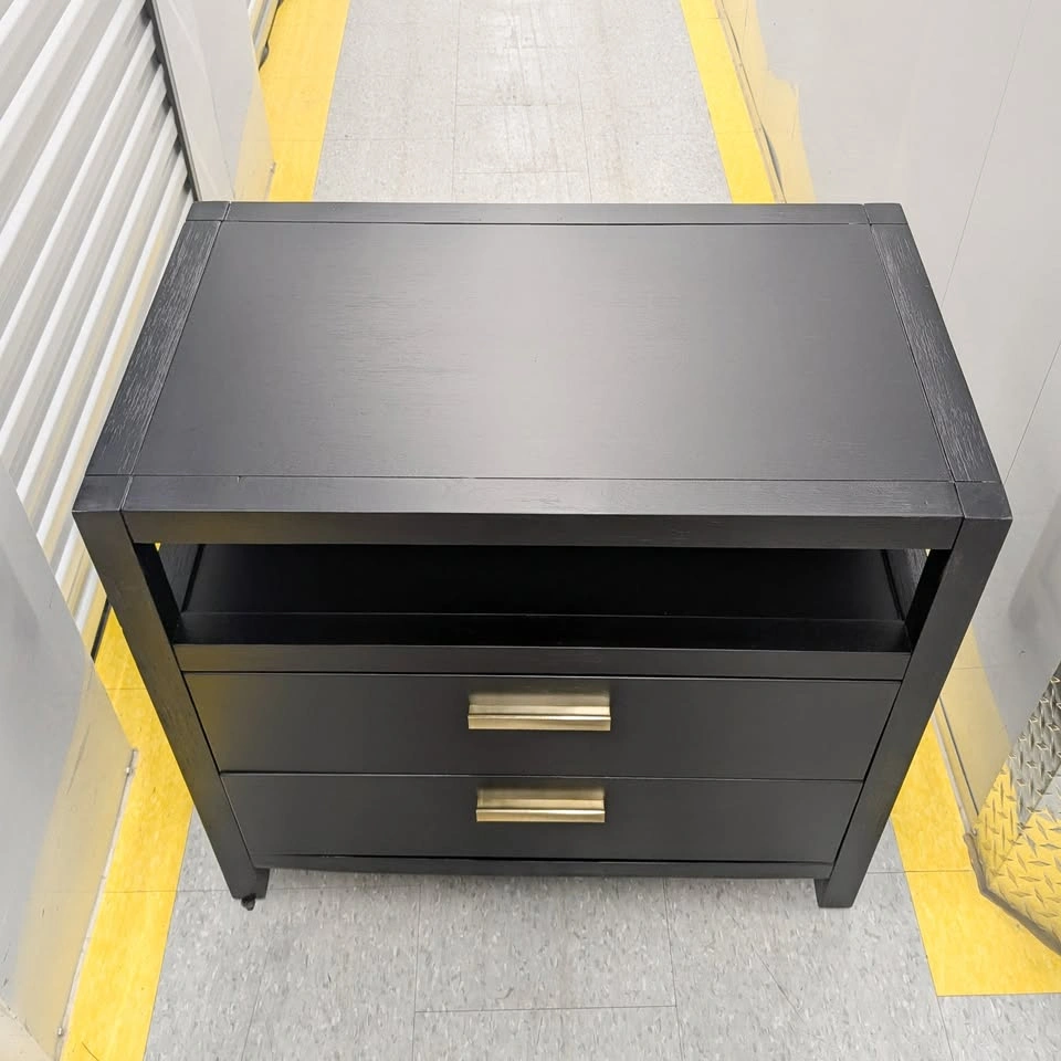 Modern Black 2-Drawer Nightstand with Open Shelf - photo 2