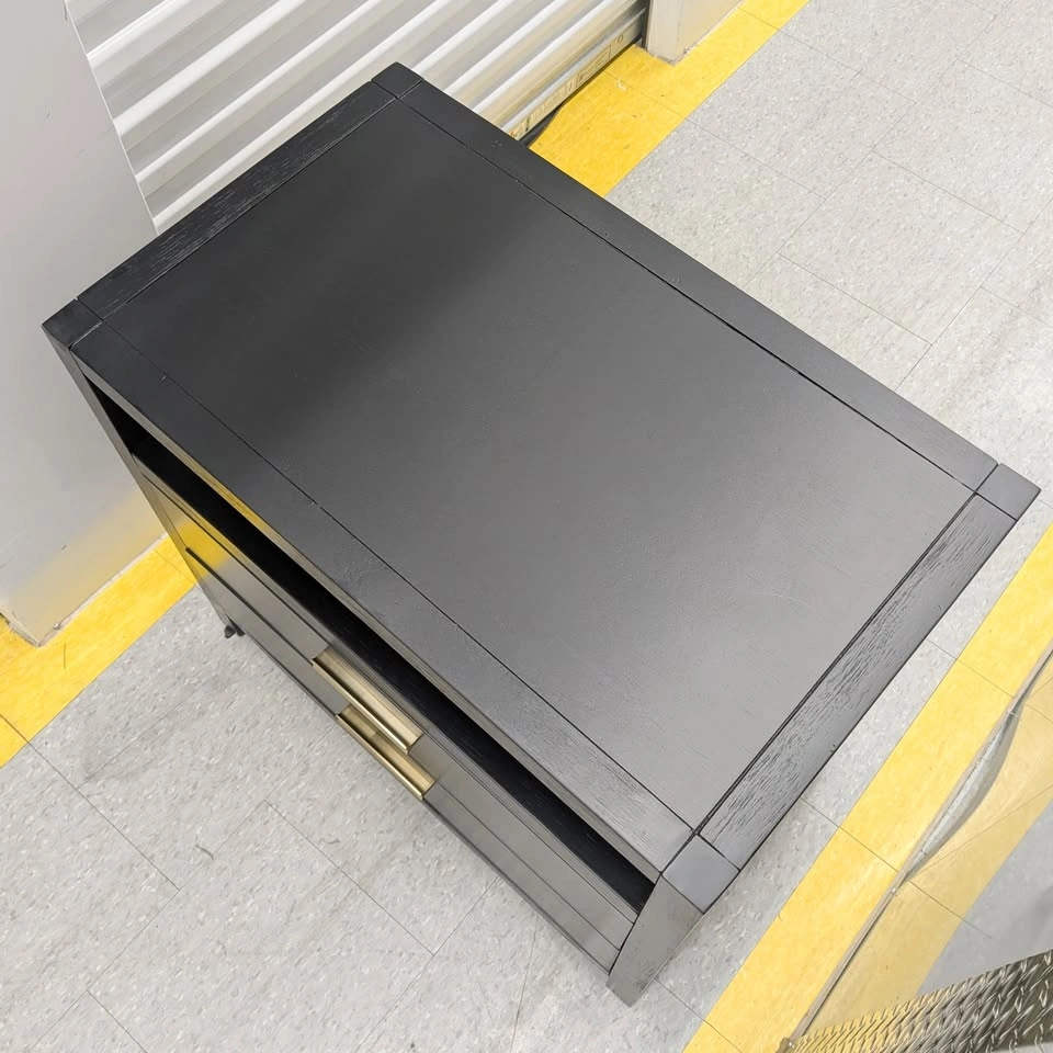 Modern Black 2-Drawer Nightstand with Open Shelf - photo 3
