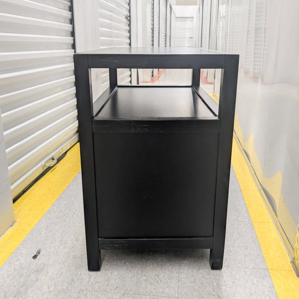 Modern Black 2-Drawer Nightstand with Open Shelf - photo 4