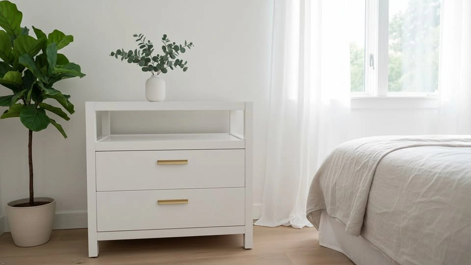 Vast White Nightstand with 2 drawers.