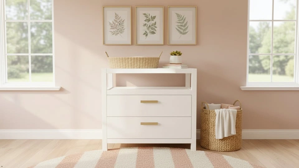 Vast White Nightstand with 2 drawers. - photo 2