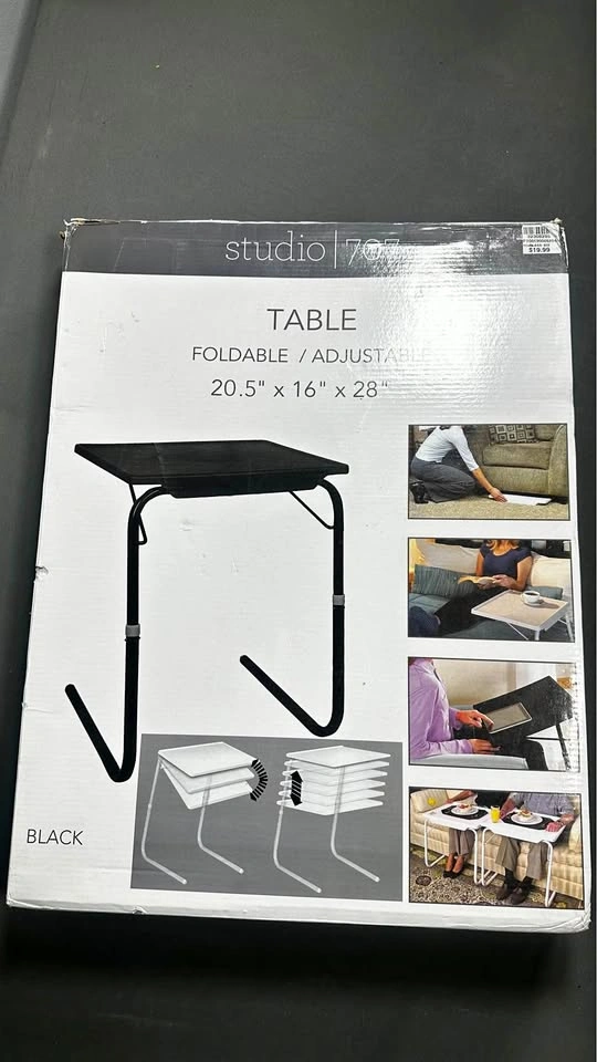 black adjustable folding table