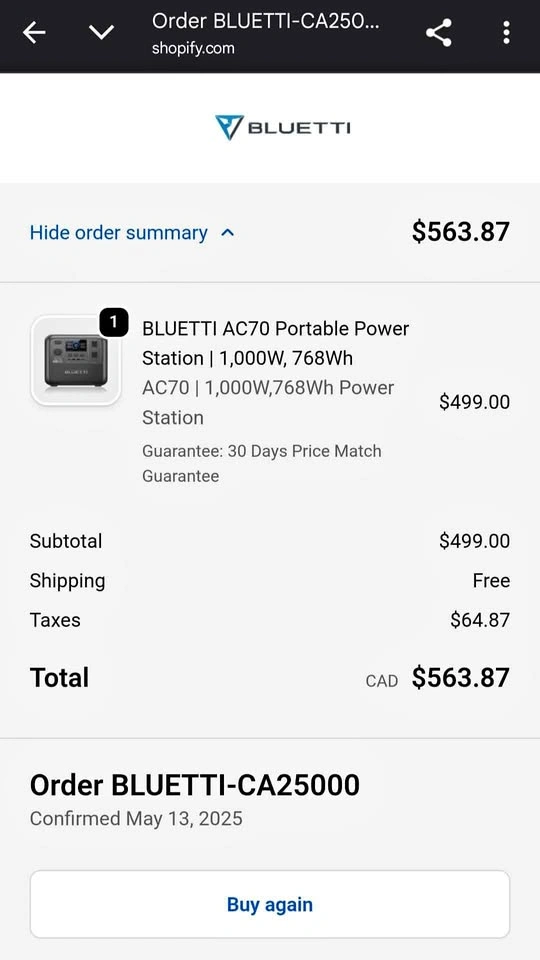 BLUETTI AC70 Portable Power Station | 1,000W, 768Wh