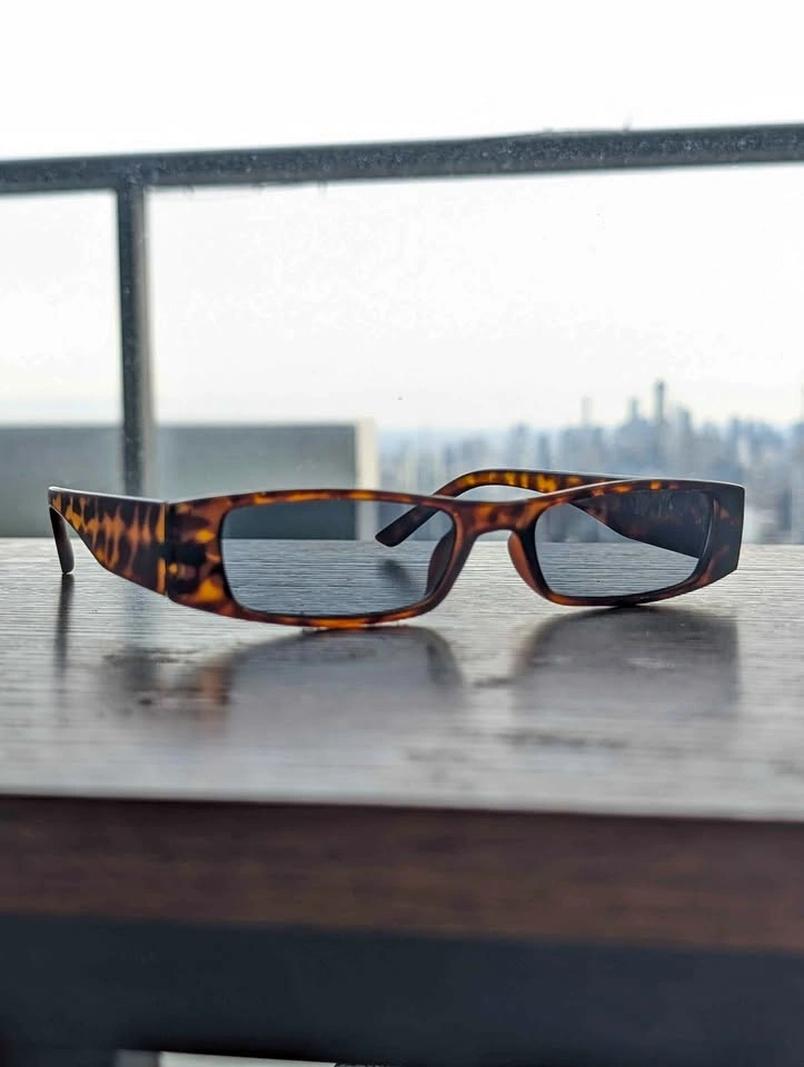 Thin Rectangular Tortoiseshell Sunglasses