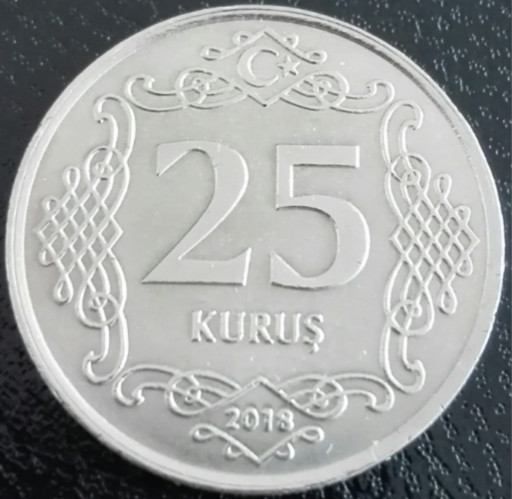 Rare Turkey 25 Kurus Coin, 2018