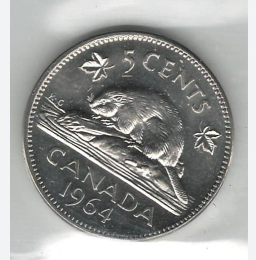 5 Cent Canadian Coin circa 1964 - photo 2