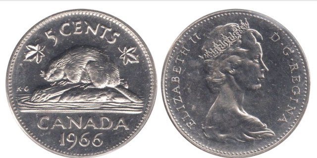 Canada 1966 - 5 Cent Coin Elizabeth II Canadian Nickel - photo 2