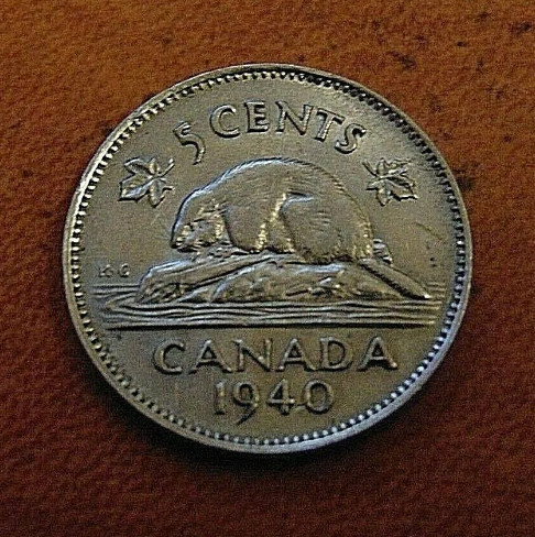 Canadian 1940 Canada Five 5 Cent Nickel World War Two Coin - photo 2