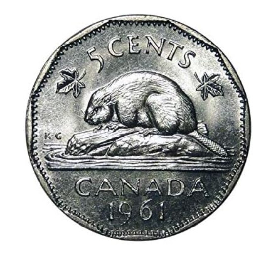 1961 Canadian Nickel 5 Cent Piece