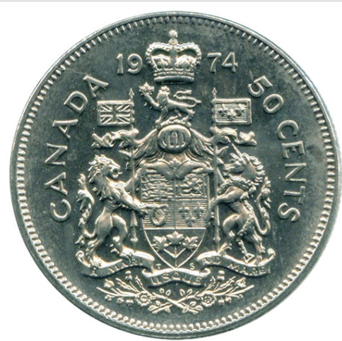 50 Cent Canadian Coin 1974 - I have TWO