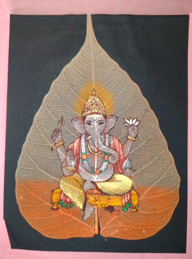 Hand-painted Bodhi Leaf Ganesha Art circa 1934