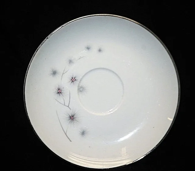 Vintage Platinum Star Burst Fine China Saucer & Tea Cup image indicator(2)