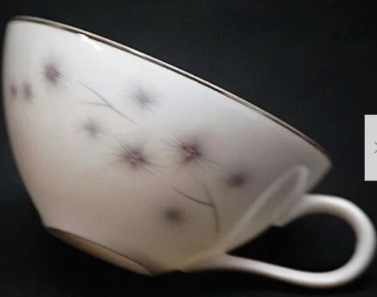 Vintage Platinum Star Burst Fine China Saucer & Tea Cup image indicator(4)