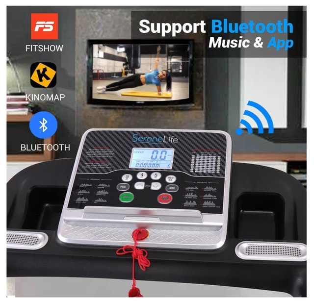 SereneLife Compact Folding Treadmill w/ Bluetooth (No Incline) - photo 4