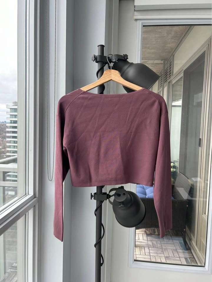 Aritzia Babaton Purple Size Small Cropped Long Sleeve - photo 2