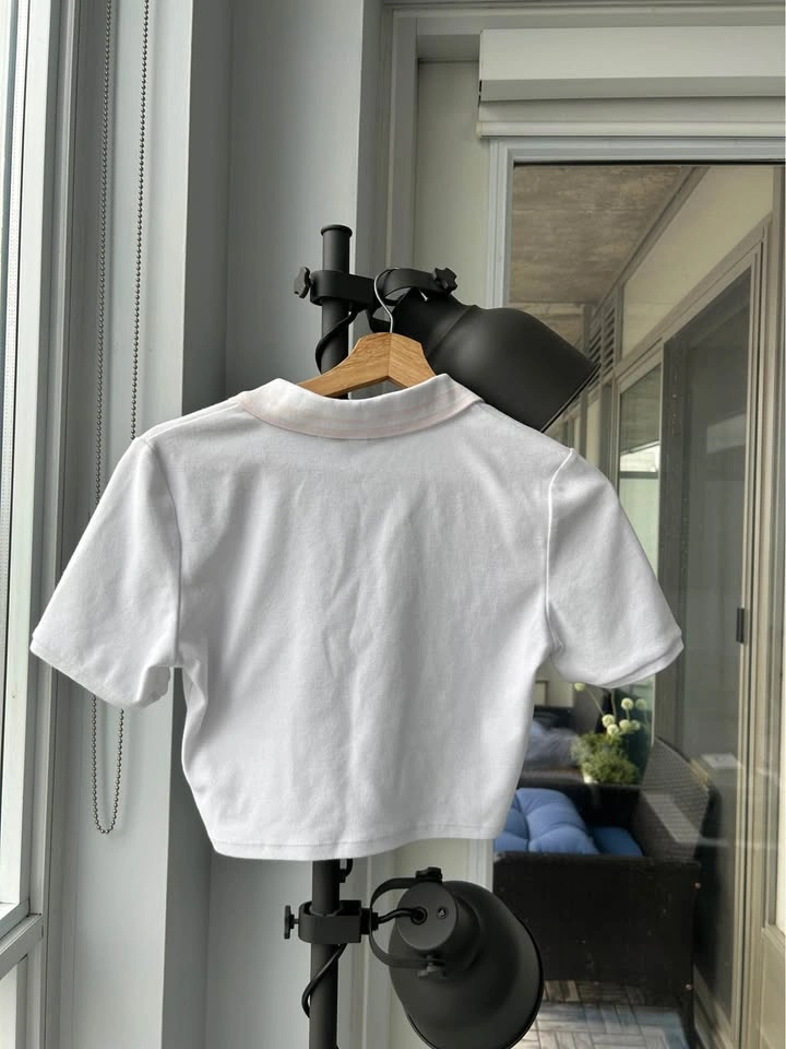 Aritzia Sunday Best Sun-deh Cropped White Polo Top - photo 2