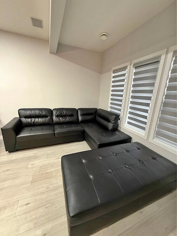 Leather Sectional Sofa Set with Ottoman