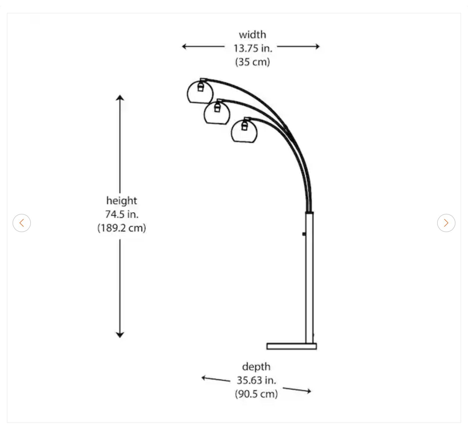 Hampton Bay Caldwell 74.5 in. 3-Light Gold Arc Floor Lamp - photo 4