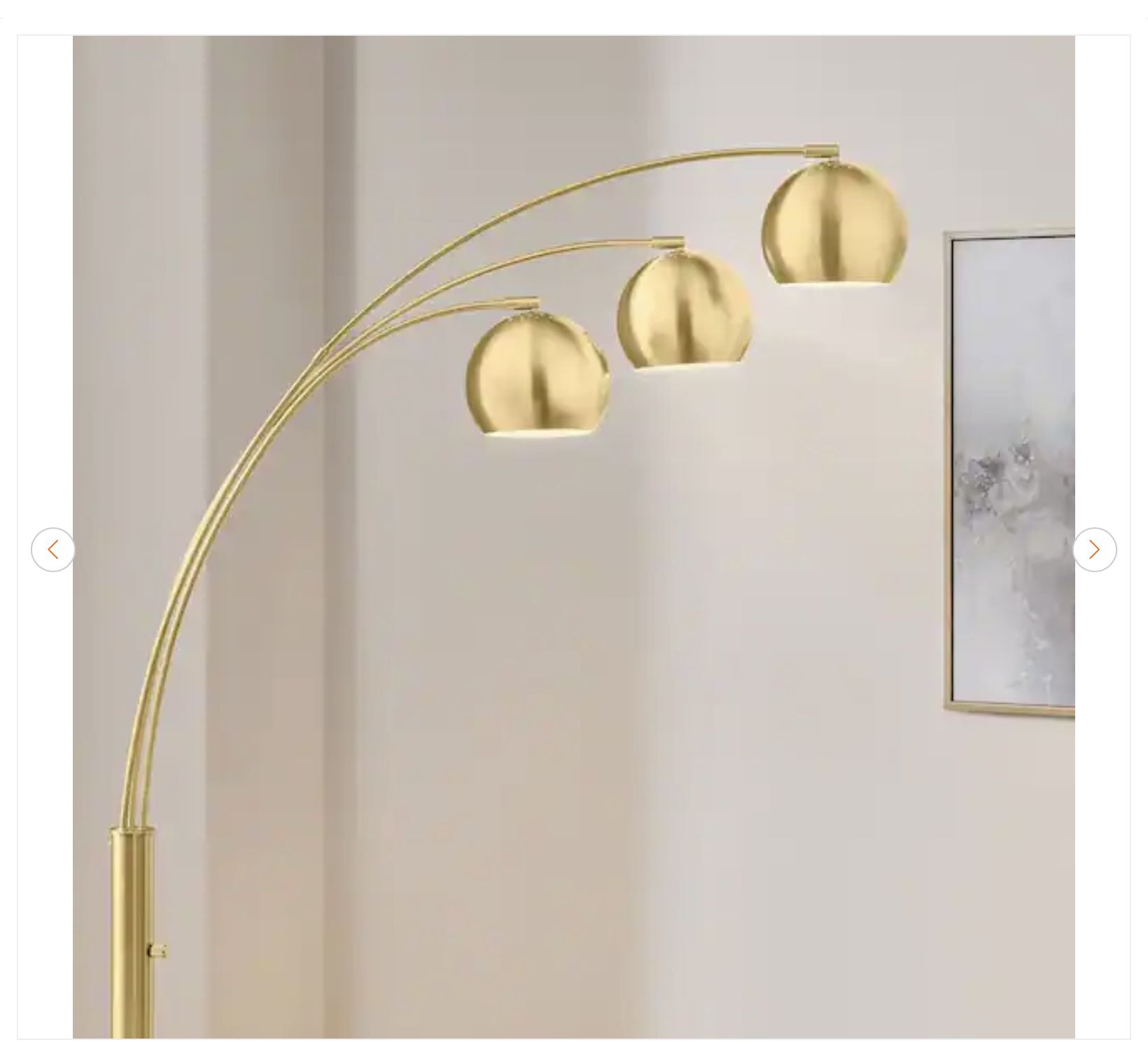 Hampton Bay Caldwell 74.5 in. 3-Light Gold Arc Floor Lamp - photo 5