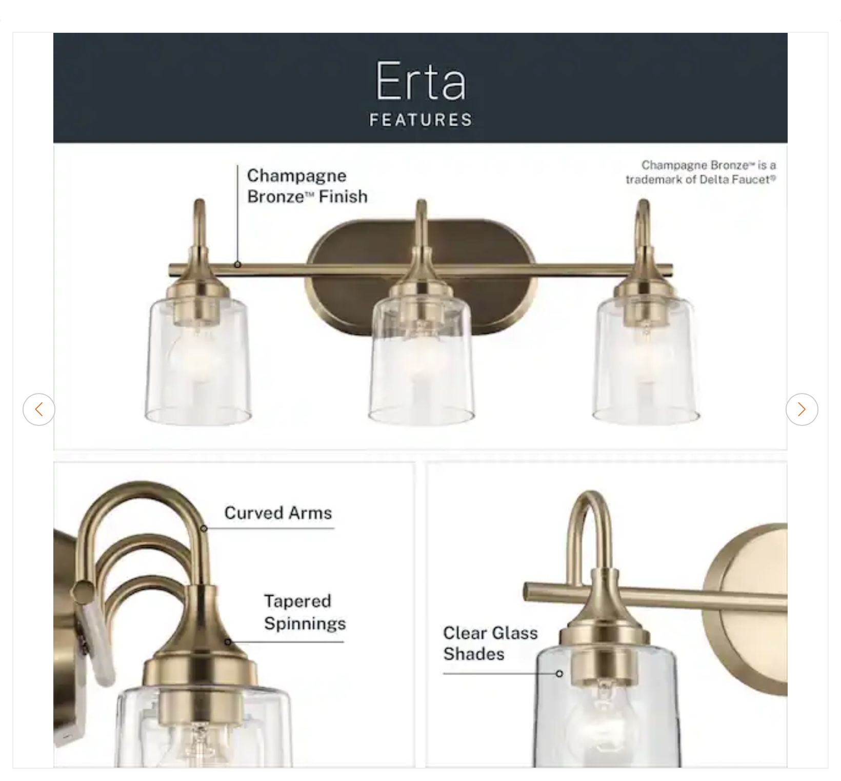 KICHLER Erta 24" 3-Light Vanity Light - Champagne Bronze - photo 3