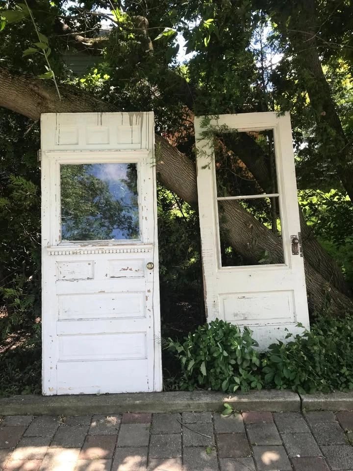 Old white doors