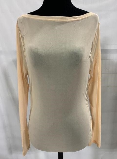 NEW Women's Small Apricot Sheer Tops Long Sleeve Mesh Blouse - photo 4