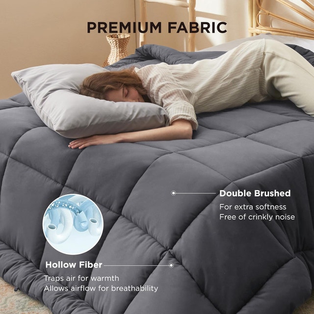 Bedsure Comforter Duvet Insert - King Size, Grey - photo 3