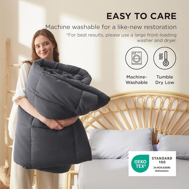 Bedsure Comforter Duvet Insert - King Size, Grey - photo 4