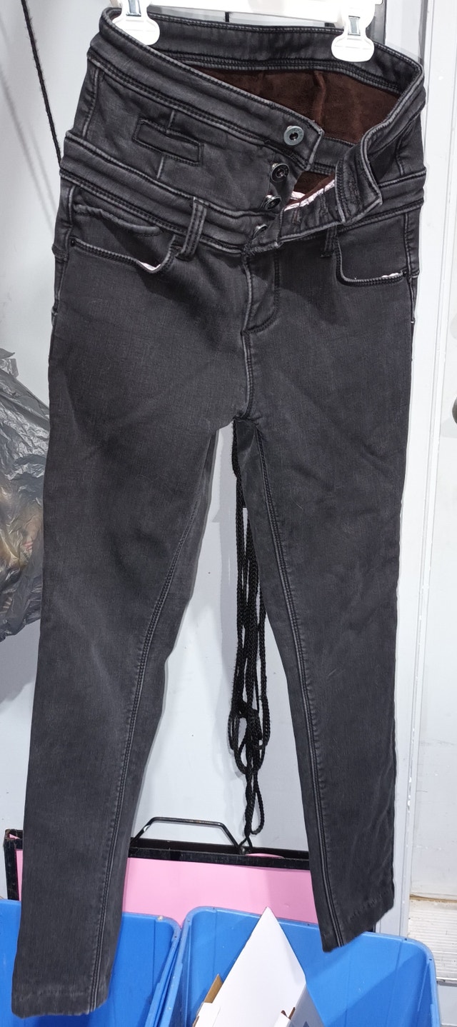 Women's Size 27 High Rise Button Up Fur Lined Black Jeans $20