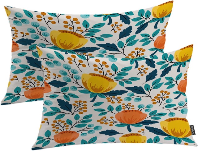 2 NEW Spring Floral Pillow Covers (12x20")