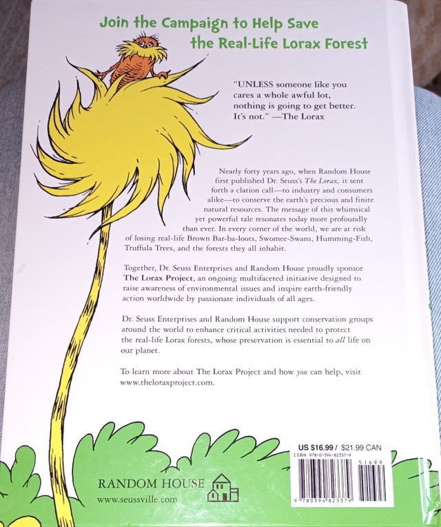 The Lorax by Dr. Seuss Large Hard Cover Book (1999) - photo 2