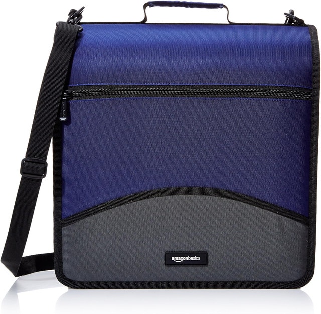 Amazon Basics 3 Ring Zipper Binder, Blue