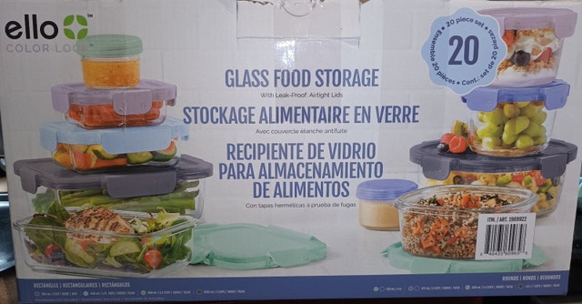 Ello Colour Lock Glass Meal Prep Food Storage 20 Pcs Set - photo 3