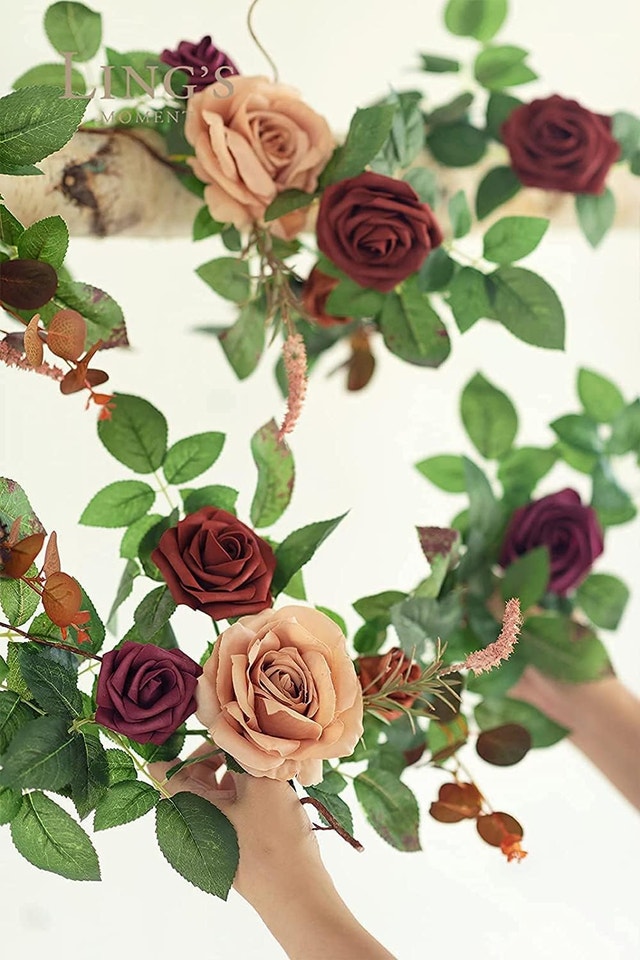 25Pcs Amber Artificial Roses w/Stems - New - photo 4