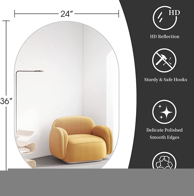 VASUHOME 24x36 Inch Modern Frameless Bathroom Mirror - photo 2